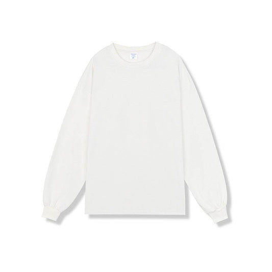 280g Solid Color Heavy Cotton Loose Basic Style Bottoming Long Sleeve T-shirt - MYLUXURY LANE ENTERPRISE