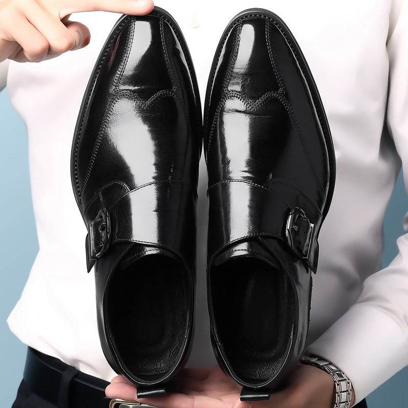 Casual Men's Buckle Color-changing Embroidered Leather Shoes - MYLUXURY LANE ENTERPRISE