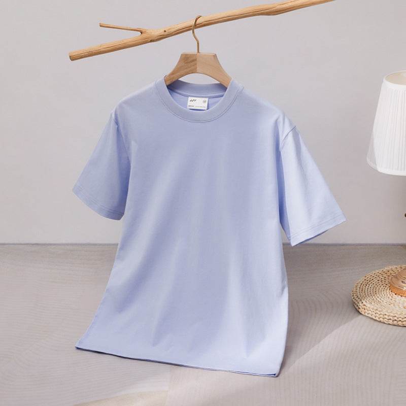 240 Cotton Short Sleeve Double Yarn Heavy T Men And Women Loose Round Neck - MYLUXURY LANE ENTERPRISE