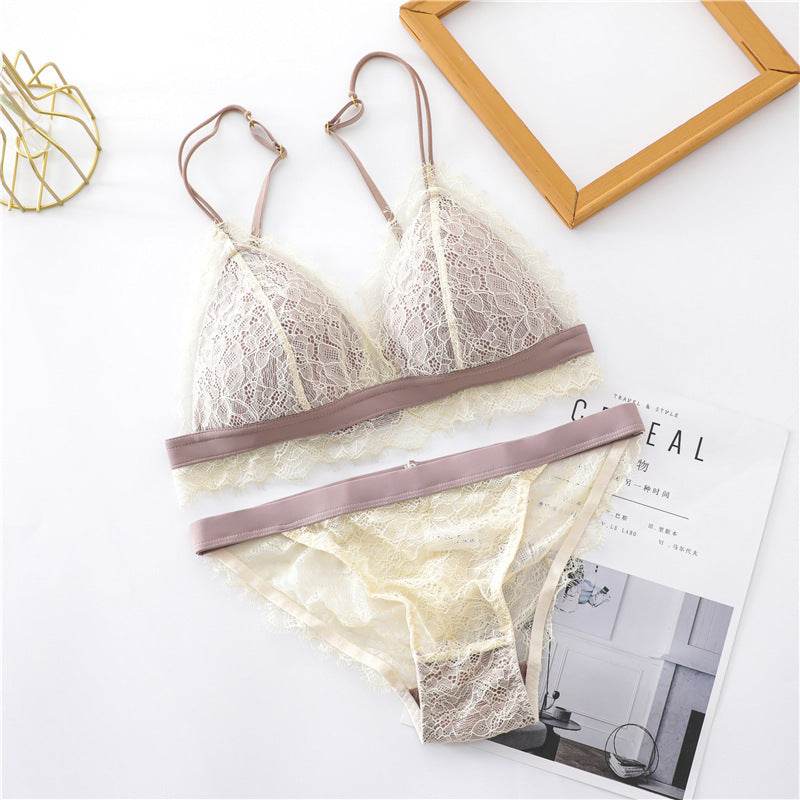 Lace French triangle cup bra set - MYLUXURY LANE ENTERPRISE