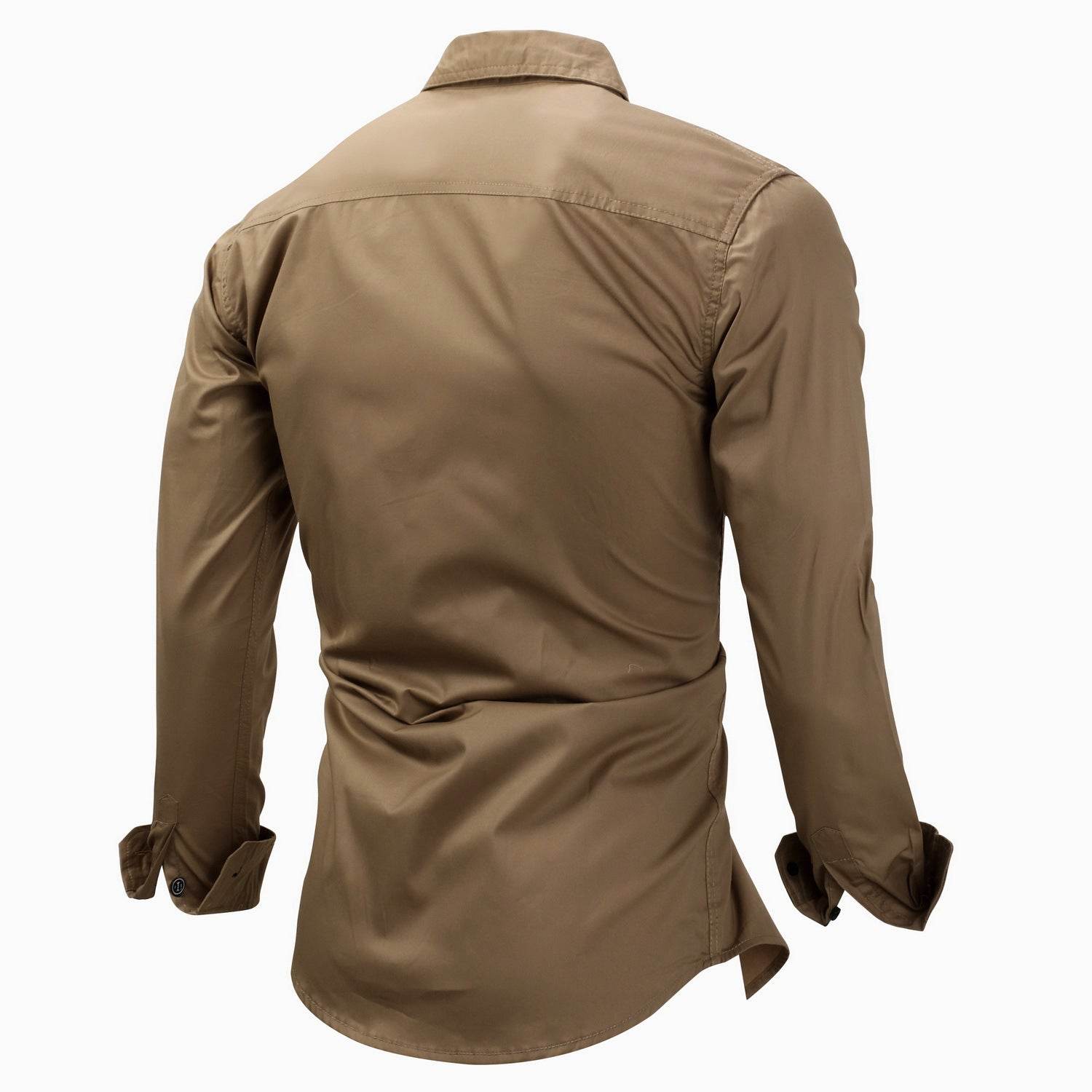 Men's Long Sleeve Lapel Casual Pocket Military Shirt - MYLUXURY LANE ENTERPRISE