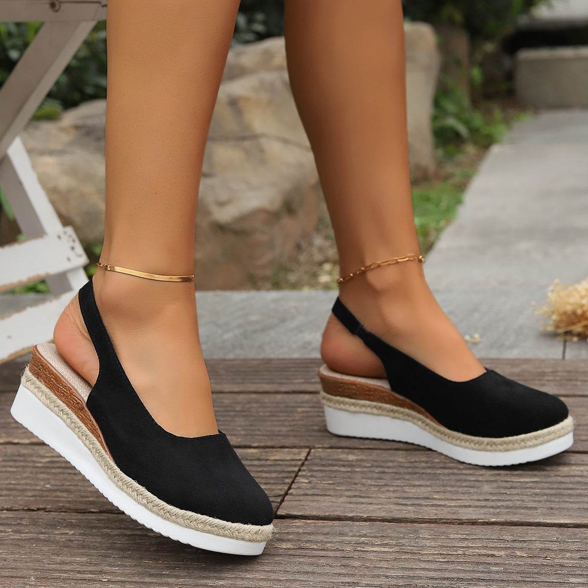 Solid Color Round Toe Women's Platform Plus Size Sandals - MYLUXURY LANE ENTERPRISE
