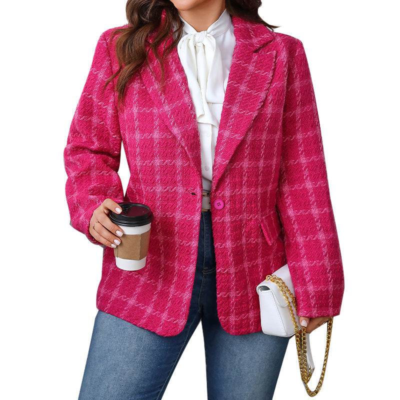Temperament Commute Plaid Plus Size Coat - MYLUXURY LANE ENTERPRISE