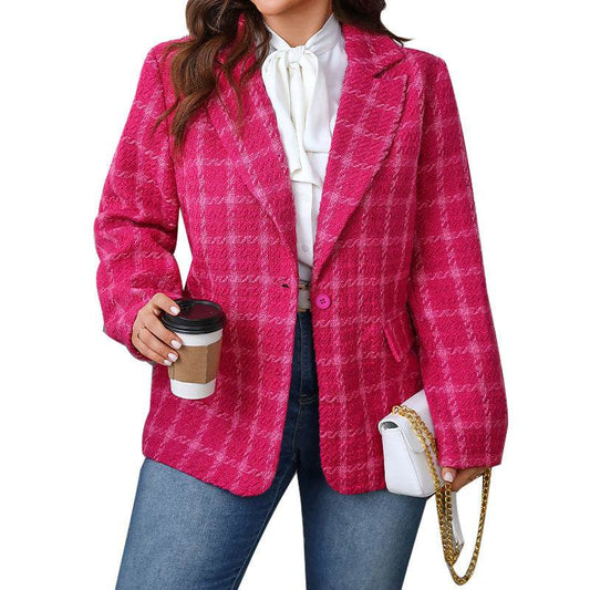 Temperament Commute Plaid Plus Size Coat - MYLUXURY LANE ENTERPRISE