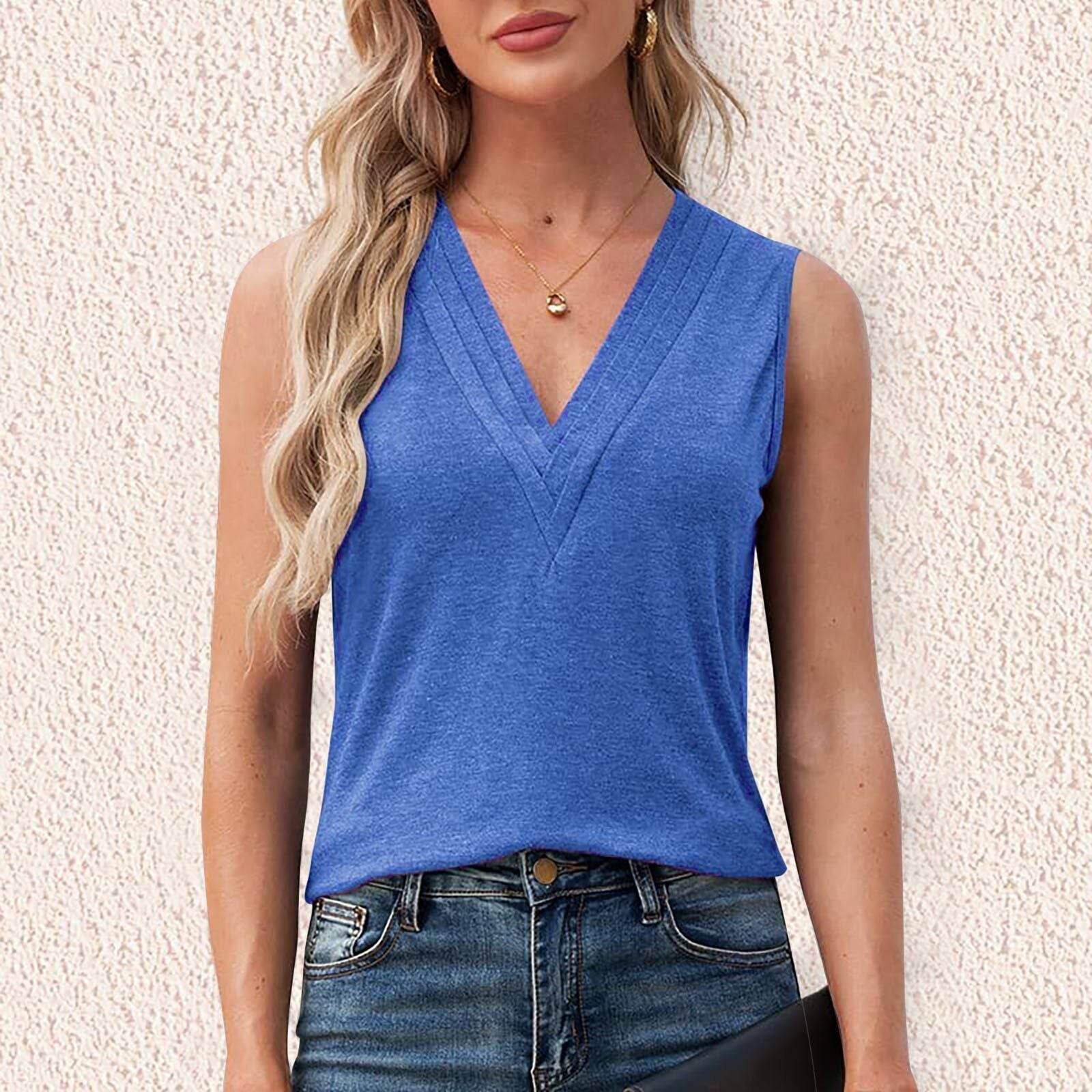 Solid Color Multi-layer Special V-neck Vest T-shirt For Women - MYLUXURY LANE ENTERPRISE