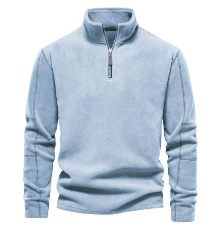 Fashion Personality Stand-collar Zippered Sweatshirt With Fleece Winter Casual Pullover Top Men's Clothing - MYLUXURY LANE ENTERPRISE