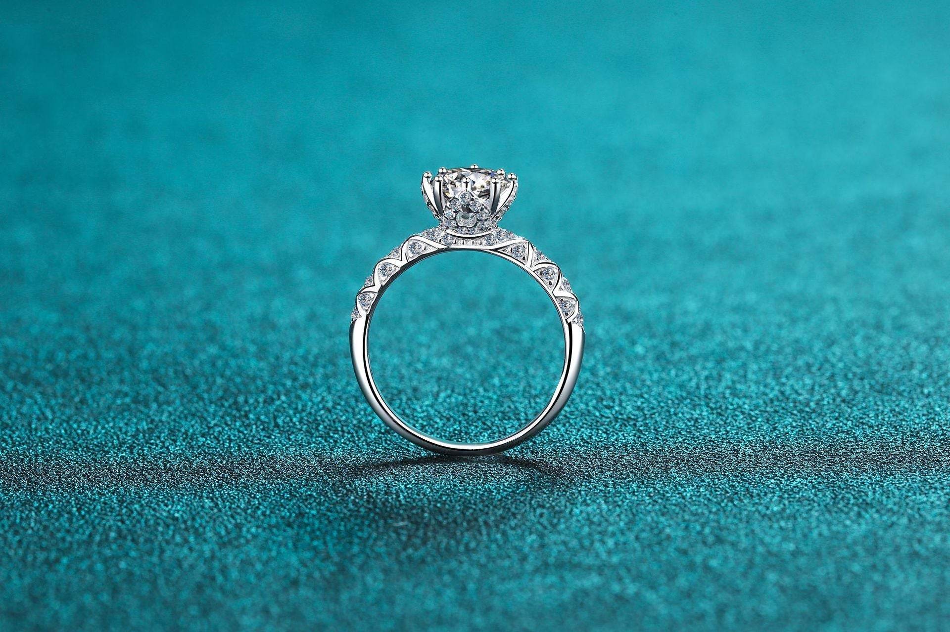 S925 Sterling Silver Female Pt950 Gold Plated Moissanite Ring - MYLUXURY LANE ENTERPRISE