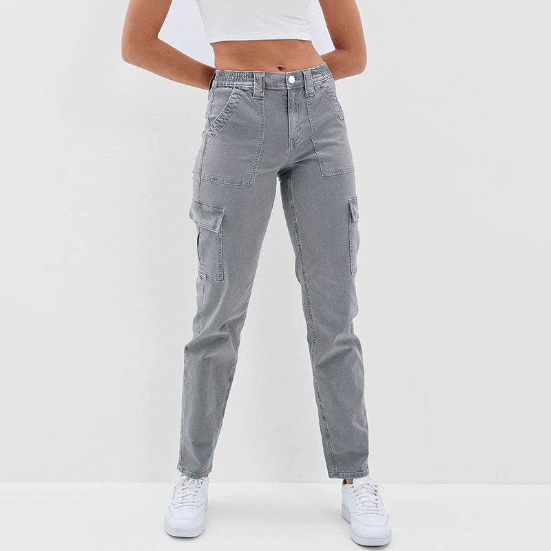 Women's Jeans Multi-bag High Waist Wash Straight - MYLUXURY LANE ENTERPRISE