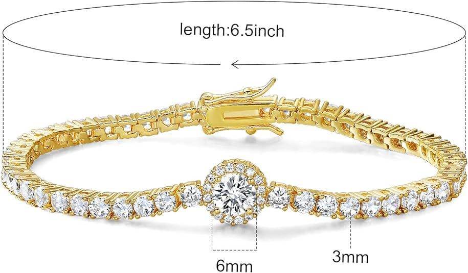 Classic 18K Gold Electroplated Zircon High-grade Tennis Bracelet Full Diamond European And American Hip Hop Style Personality - MYLUXURY LANE ENTERPRISE