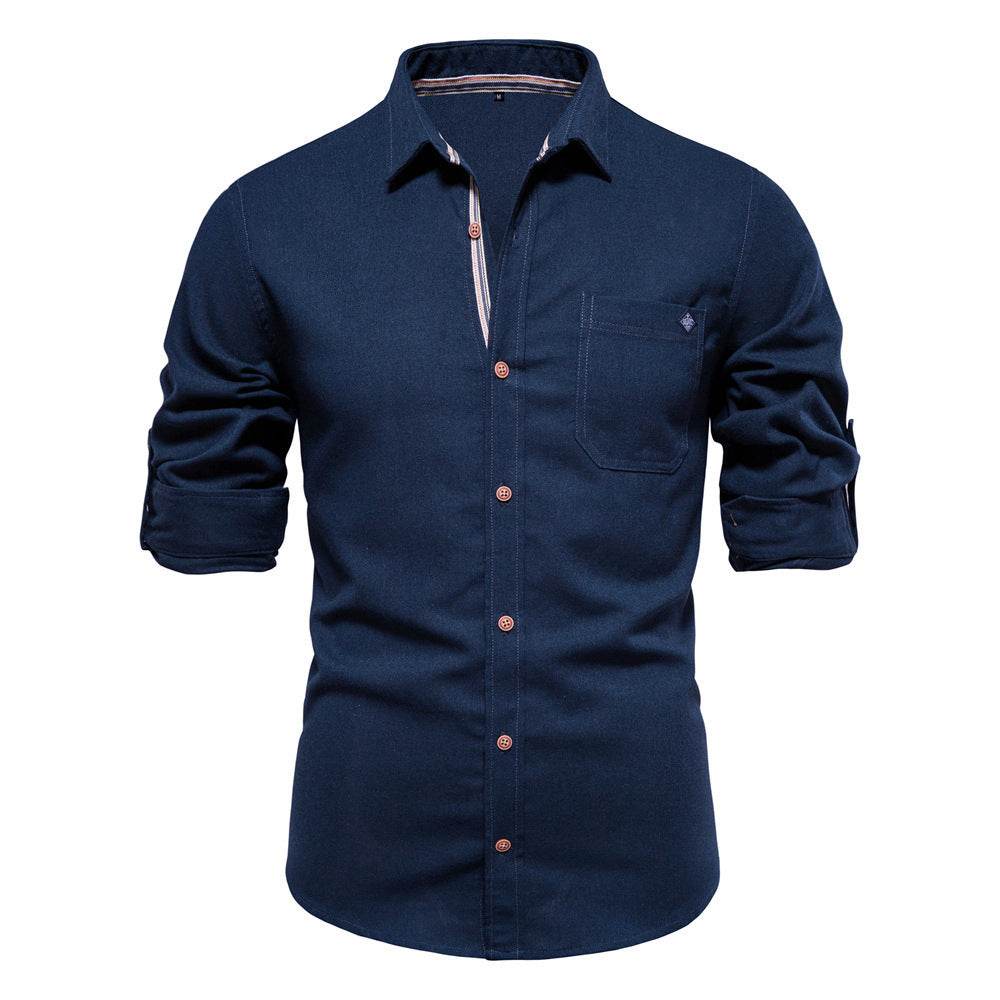 Men's Fashion Casual Lapel Long Sleeve Shirt - MYLUXURY LANE ENTERPRISE