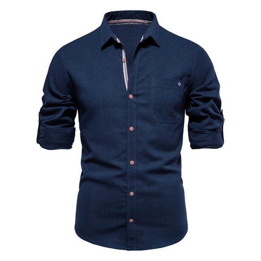 Men's Fashion Casual Lapel Long Sleeve Shirt - MYLUXURY LANE ENTERPRISE