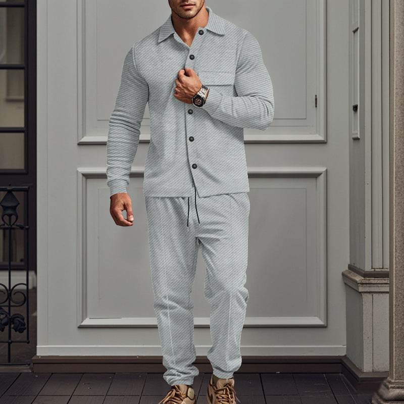 Fall And Winter Lapels Heavy Jacquard Trousers Suit - MYLUXURY LANE ENTERPRISE