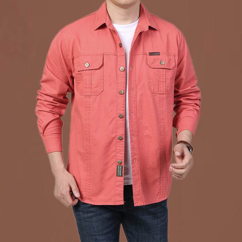 Men's Casual Loose Long Sleeve Solid Color Shirt - MYLUXURY LANE ENTERPRISE