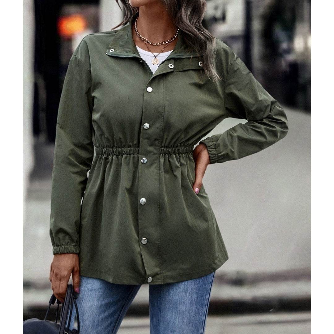 Women's Zippered Casual Mid Length Waist Windproof Jacket - MYLUXURY LANE ENTERPRISE
