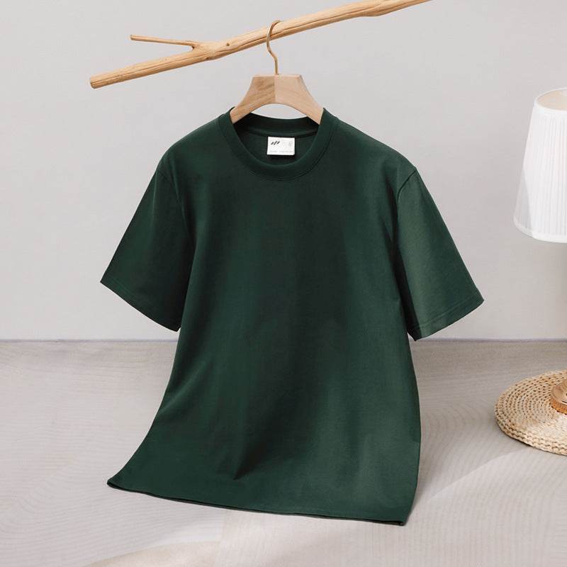 240 Cotton Short Sleeve Double Yarn Heavy T Men And Women Loose Round Neck - MYLUXURY LANE ENTERPRISE