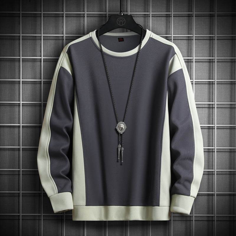 Rib Stitching Crew Neck Pullover Sweatshirt - MYLUXURY LANE ENTERPRISE