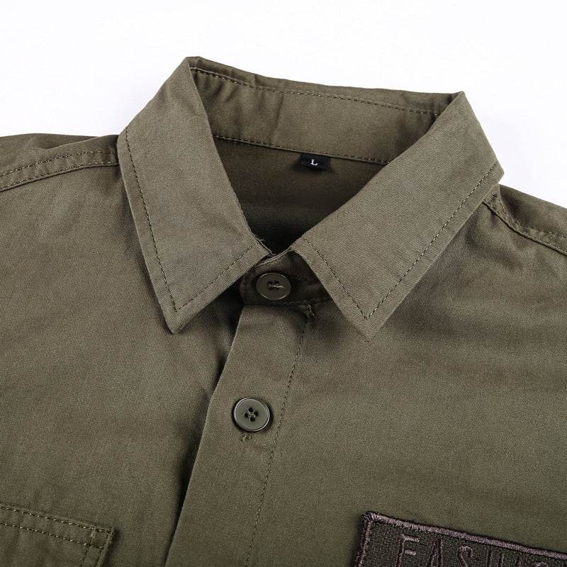 Men's Loose Long Sleeve Pocket Solid Color Shirt - MYLUXURY LANE ENTERPRISE