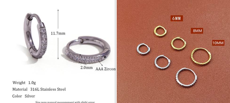 Special Interest Light Luxury Design Rounded Edge Zircon Earrings - MYLUXURY LANE ENTERPRISE