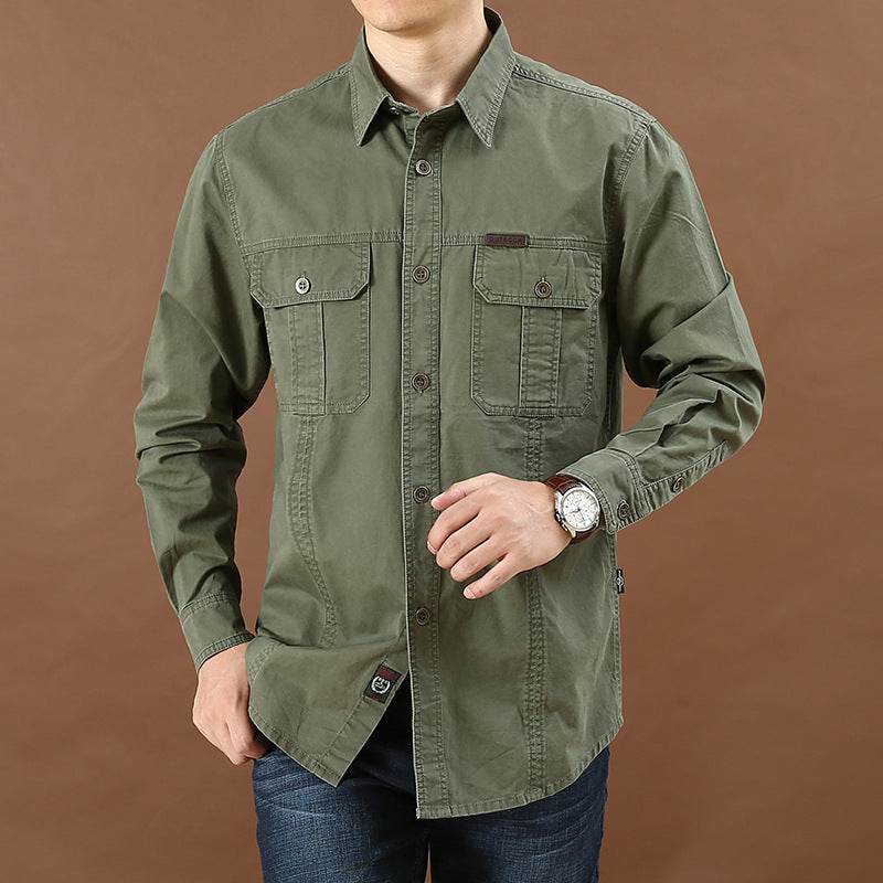 Men's Casual Loose Long Sleeve Solid Color Shirt - MYLUXURY LANE ENTERPRISE