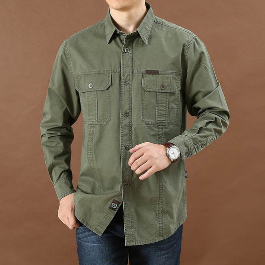 Men's Casual Loose Long Sleeve Solid Color Shirt - MYLUXURY LANE ENTERPRISE