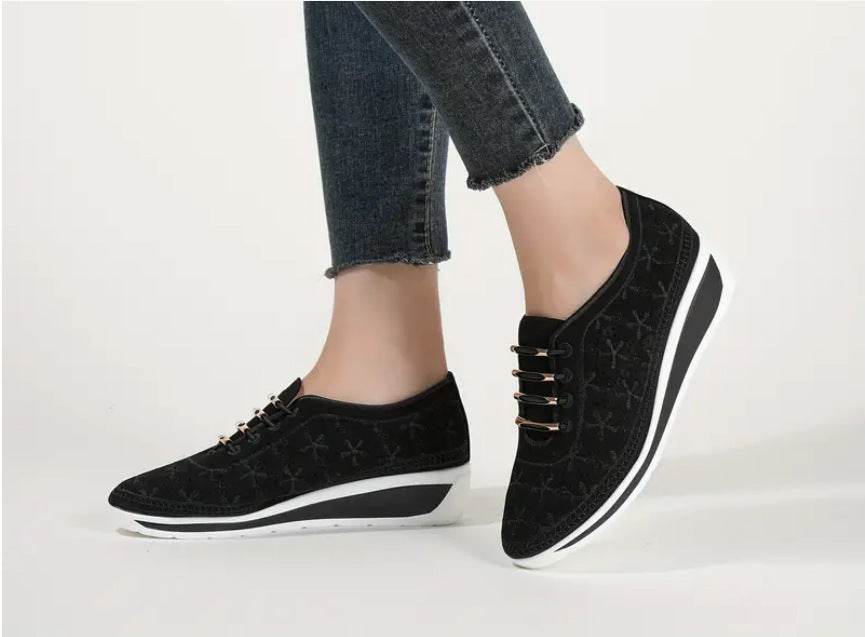 Female Wedge Hollow-out Lace-up Casual Shoes - MYLUXURY LANE ENTERPRISE