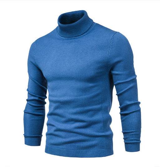 Men's Solid Color Slim Pullover Turtleneck Sweater Winter Casual Tops Clothing - MYLUXURY LANE ENTERPRISE