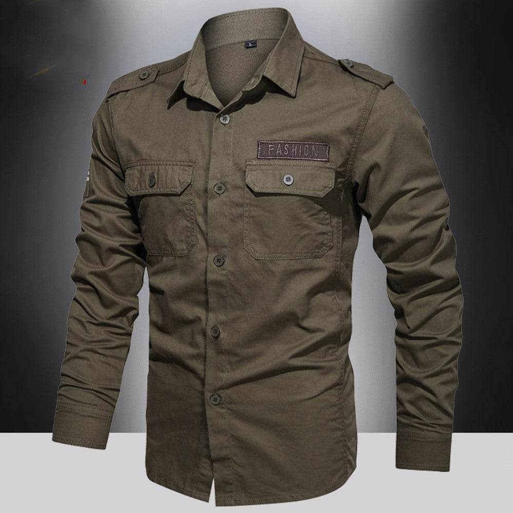 Men's Loose Long Sleeve Pocket Solid Color Shirt - MYLUXURY LANE ENTERPRISE