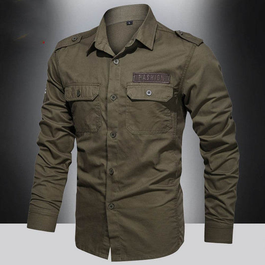 Men's Loose Long Sleeve Pocket Solid Color Shirt - MYLUXURY LANE ENTERPRISE