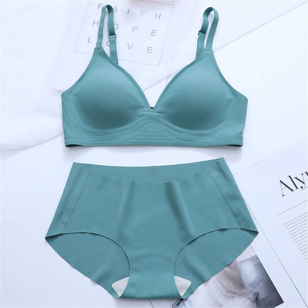 Korean Naked Extended Bra Set Ladies' Traceless Rim-free Underwear Thickened Small Breasts Gathering - MYLUXURY LANE ENTERPRISE
