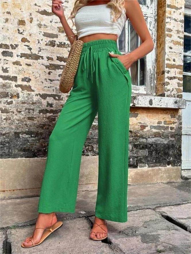 Casual Elastic High Waist Loose Trousers - MYLUXURY LANE ENTERPRISE