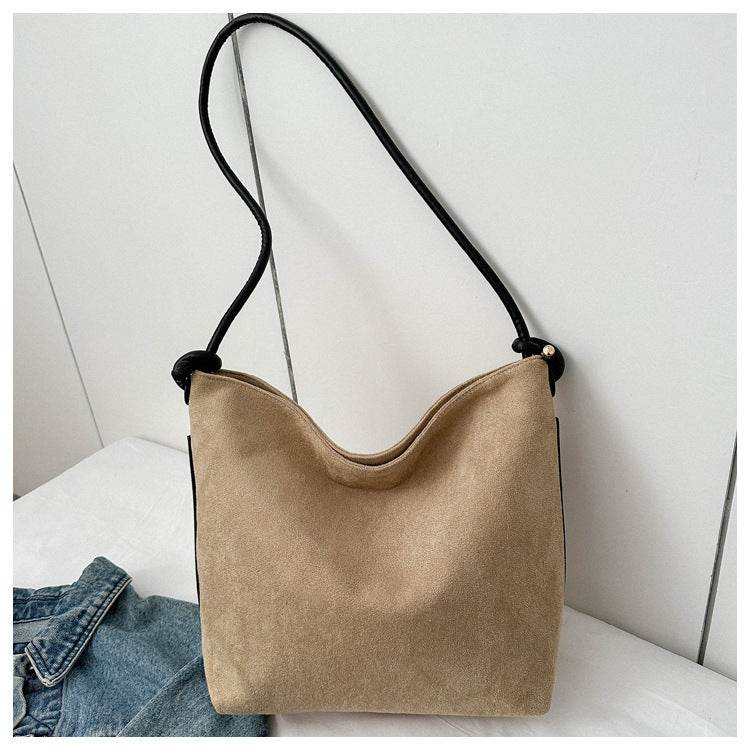 Large Capacity Frosted Suede Fashion Casual Shoulder Underarm Tote Handbag - MYLUXURY LANE ENTERPRISE