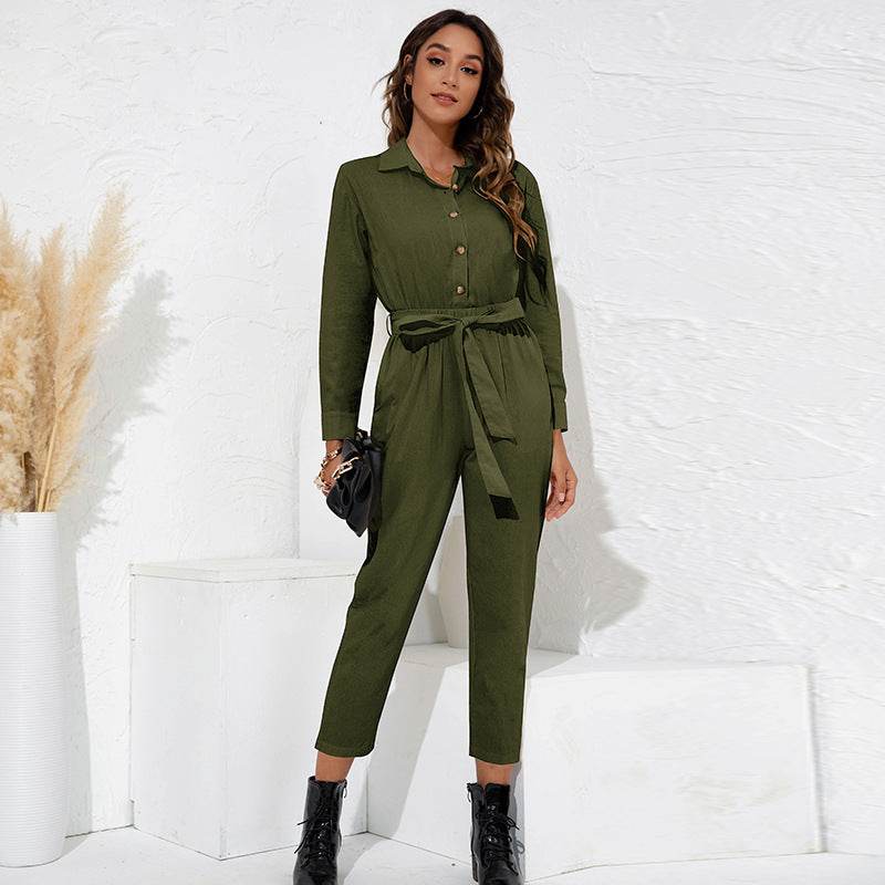 Lapel Fashion Temperament High-waisted Cropped Trousers - MYLUXURY LANE ENTERPRISE