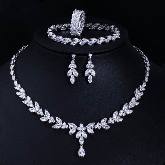 Fashion And Generous Bride Wedding Dress Accessories High-grade AAA Zircon Four-piece Set - MYLUXURY LANE ENTERPRISE