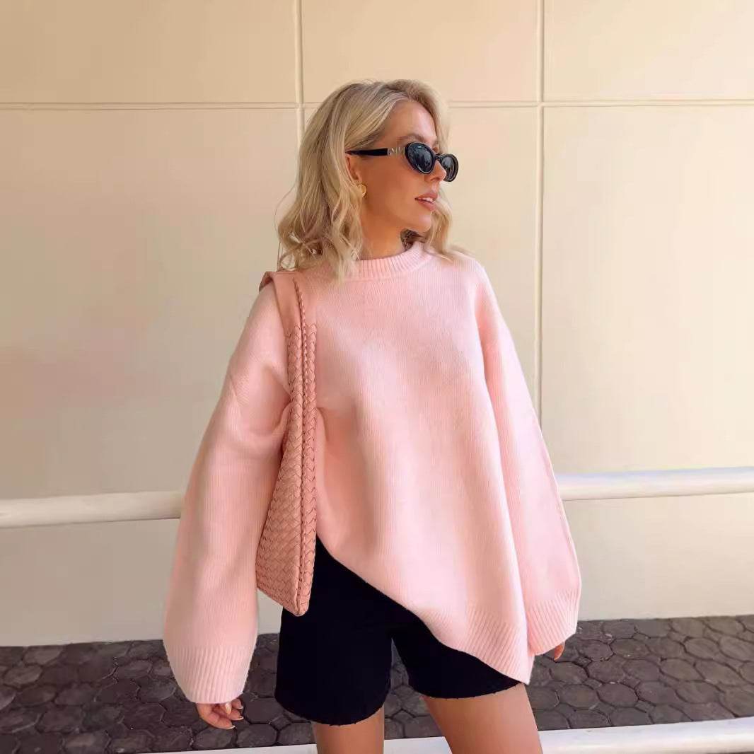 Sweet Crew Neck Pullover Sweater Winter Fashion Loose Long-sleeved Tops For Women Clothing - MYLUXURY LANE ENTERPRISE