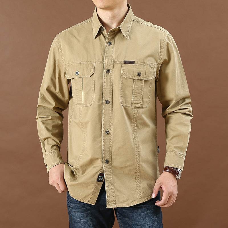 Men's Casual Loose Long Sleeve Solid Color Shirt - MYLUXURY LANE ENTERPRISE