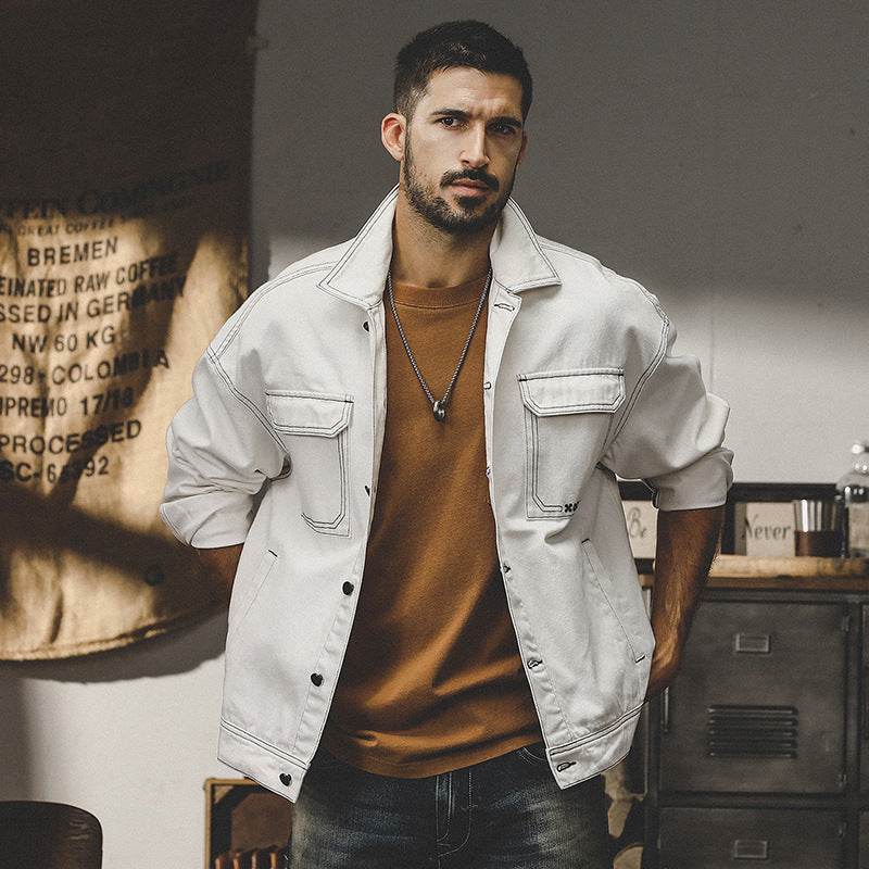 Denim Coat Men's Autumn American Simple All-matching - MYLUXURY LANE ENTERPRISE