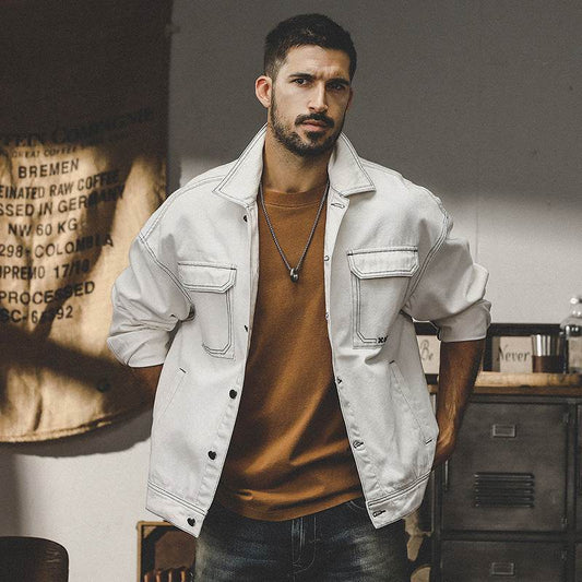 Denim Coat Men's Autumn American Simple All-matching - MYLUXURY LANE ENTERPRISE