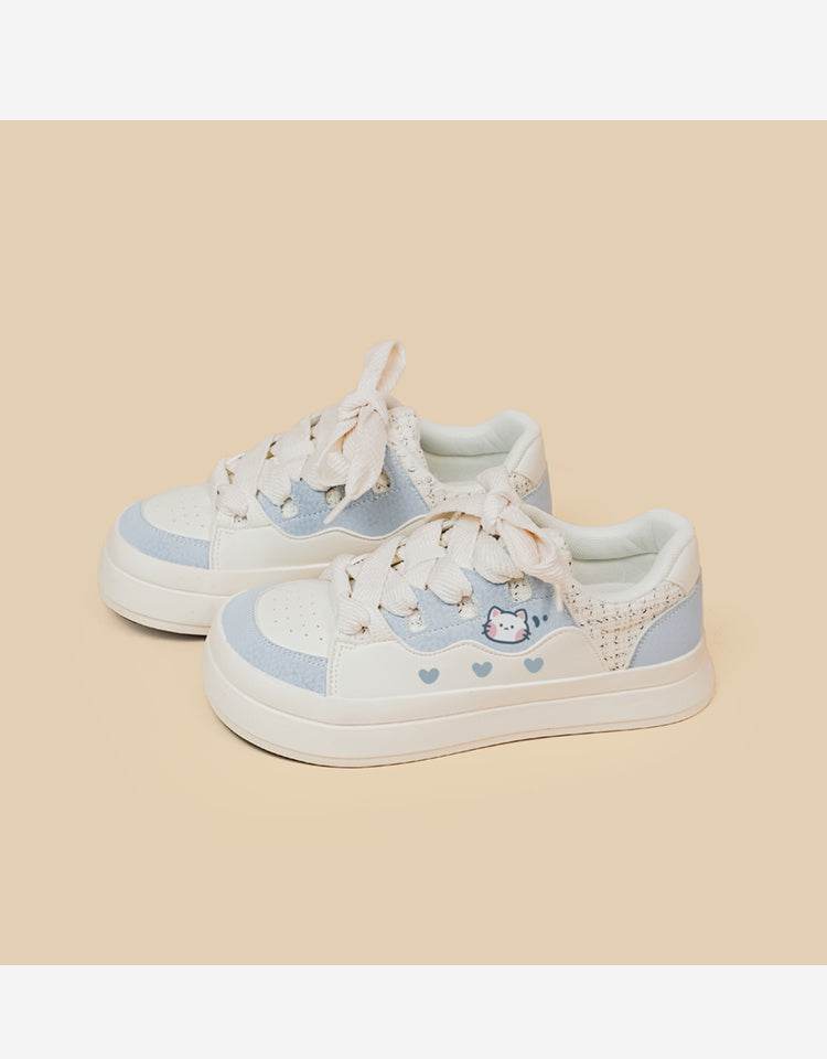 Cute Girls' Sneakers Lace-up Low-top White Shoes - MYLUXURY LANE ENTERPRISE