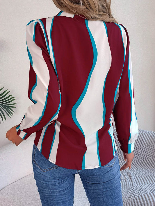 Casual Versatile Contrasting Striped Long Sleeved Shirt - MYLUXURY LANE ENTERPRISE