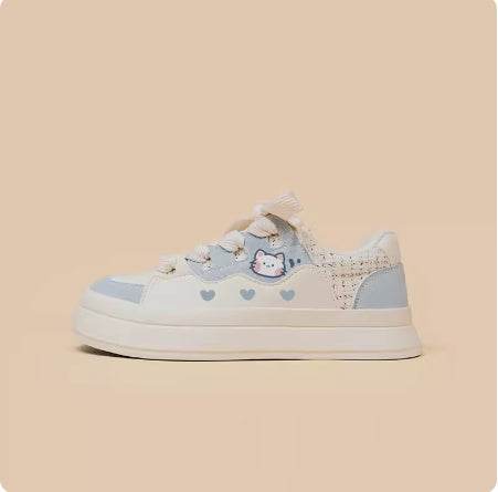 Cute Girls' Sneakers Lace-up Low-top White Shoes - MYLUXURY LANE ENTERPRISE