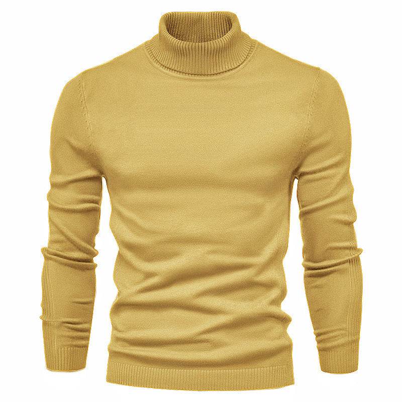 Men's Solid Color Slim Pullover Turtleneck Sweater Winter Casual Tops Clothing - MYLUXURY LANE ENTERPRISE
