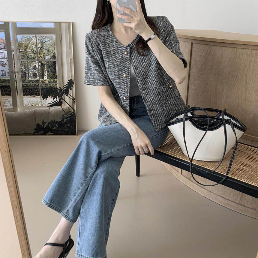 Women's Summer Gray Short Sleeve Coat Top - MYLUXURY LANE ENTERPRISE