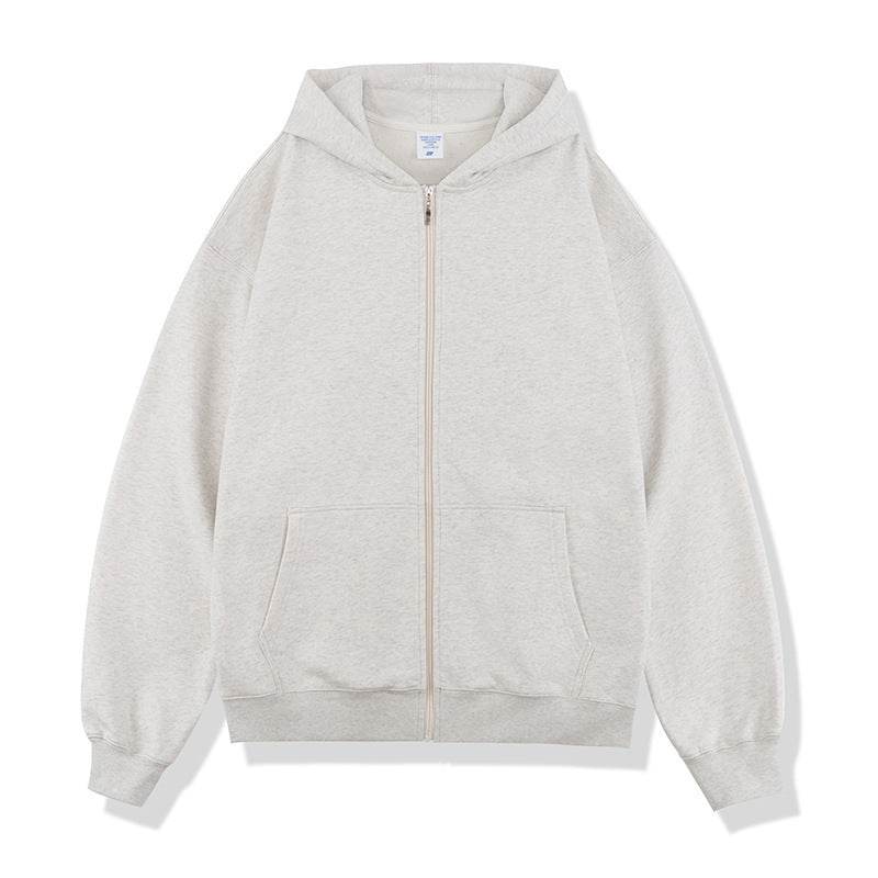 Autumn And Winter 450g Terry Loose Fashion Brand Zipper Hooded Sweater Solid Color - MYLUXURY LANE ENTERPRISE