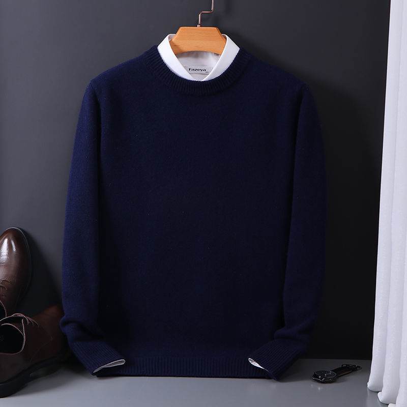 Round Neck Sweater Men's Loose Oversized Knit Bottoming Shirt - MYLUXURY LANE ENTERPRISE