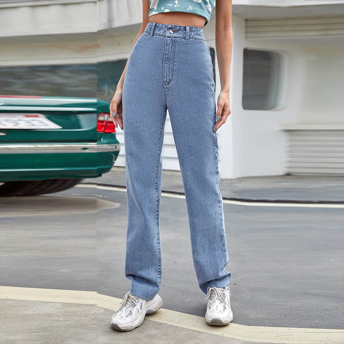 Women's Straight Loose High Waist Denim Trousers - MYLUXURY LANE ENTERPRISE