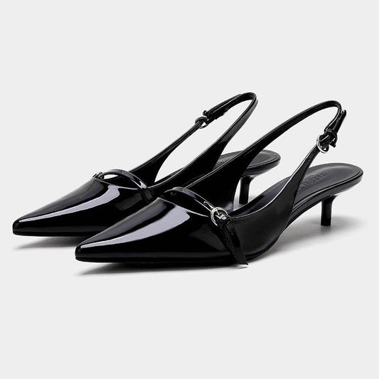 Wine Red Retro Style Pointed Toe Slingback Strap Mules Heels - MYLUXURY LANE ENTERPRISE