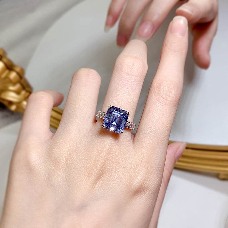 S925 Silver Blue Gray High Carbon Rhinestone Ring - MYLUXURY LANE ENTERPRISE