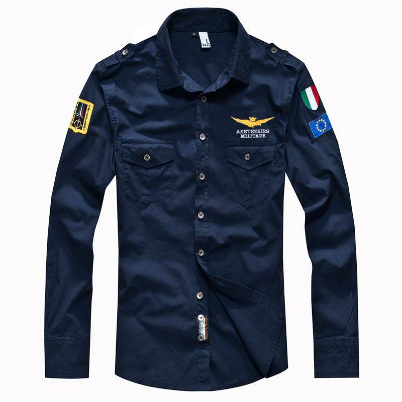 Men's Long-sleeved Shirt Men's Embroidered - MYLUXURY LANE ENTERPRISE