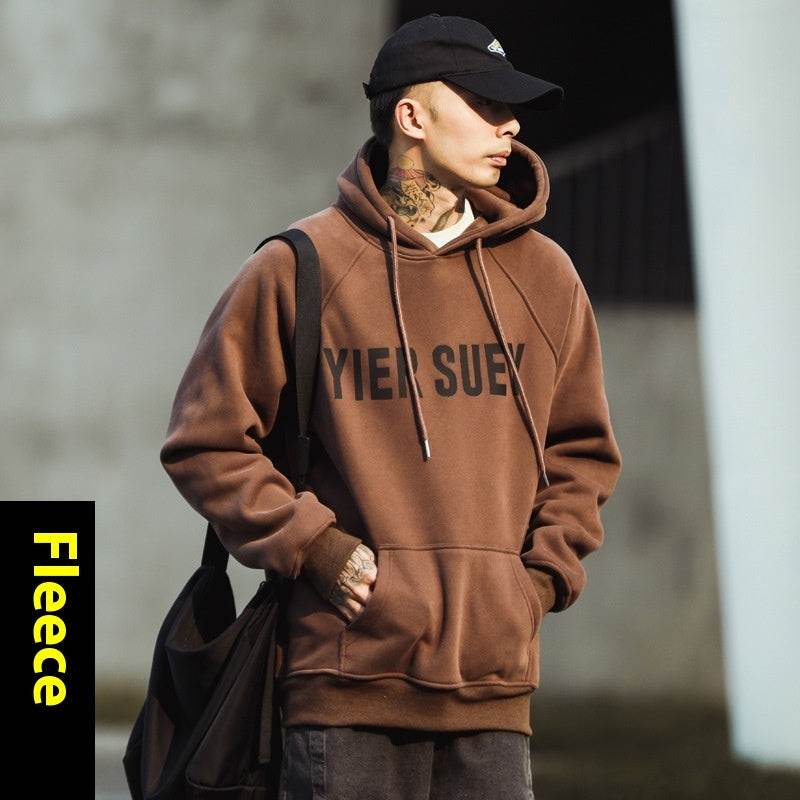 Vintage Fleece-lined Hoodie Thick Coat American Fashion Brand Top - MYLUXURY LANE ENTERPRISE