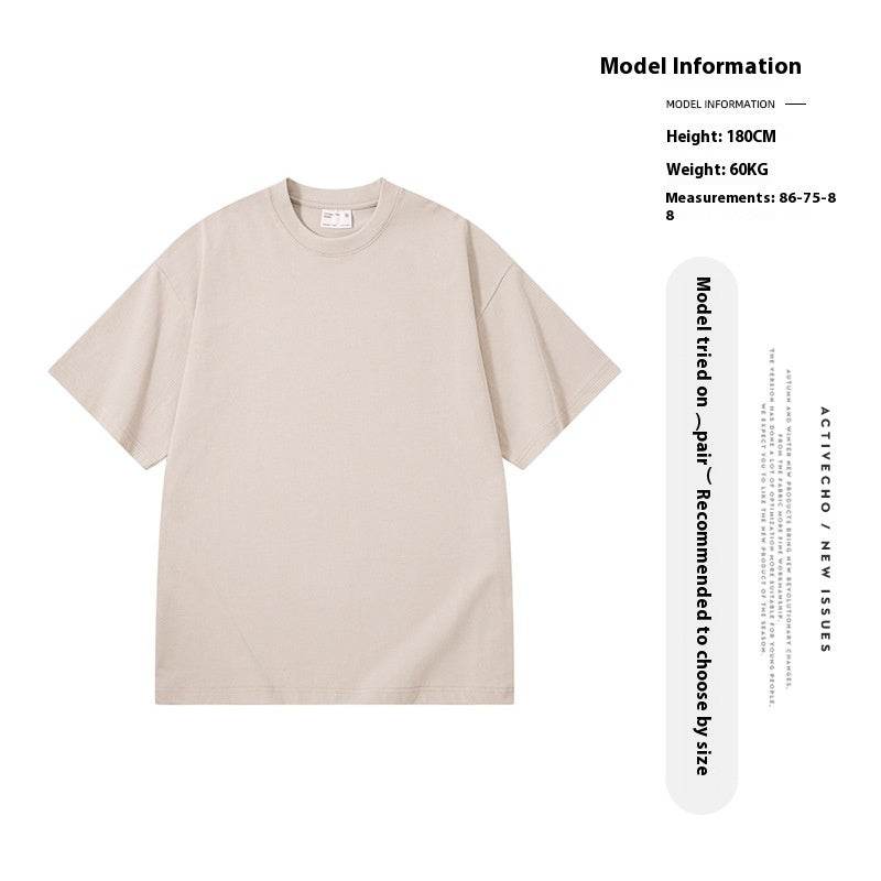 Washed Old T-shirt Men's Drop Shoulder Loose Cotton Base Shirt - MYLUXURY LANE ENTERPRISE